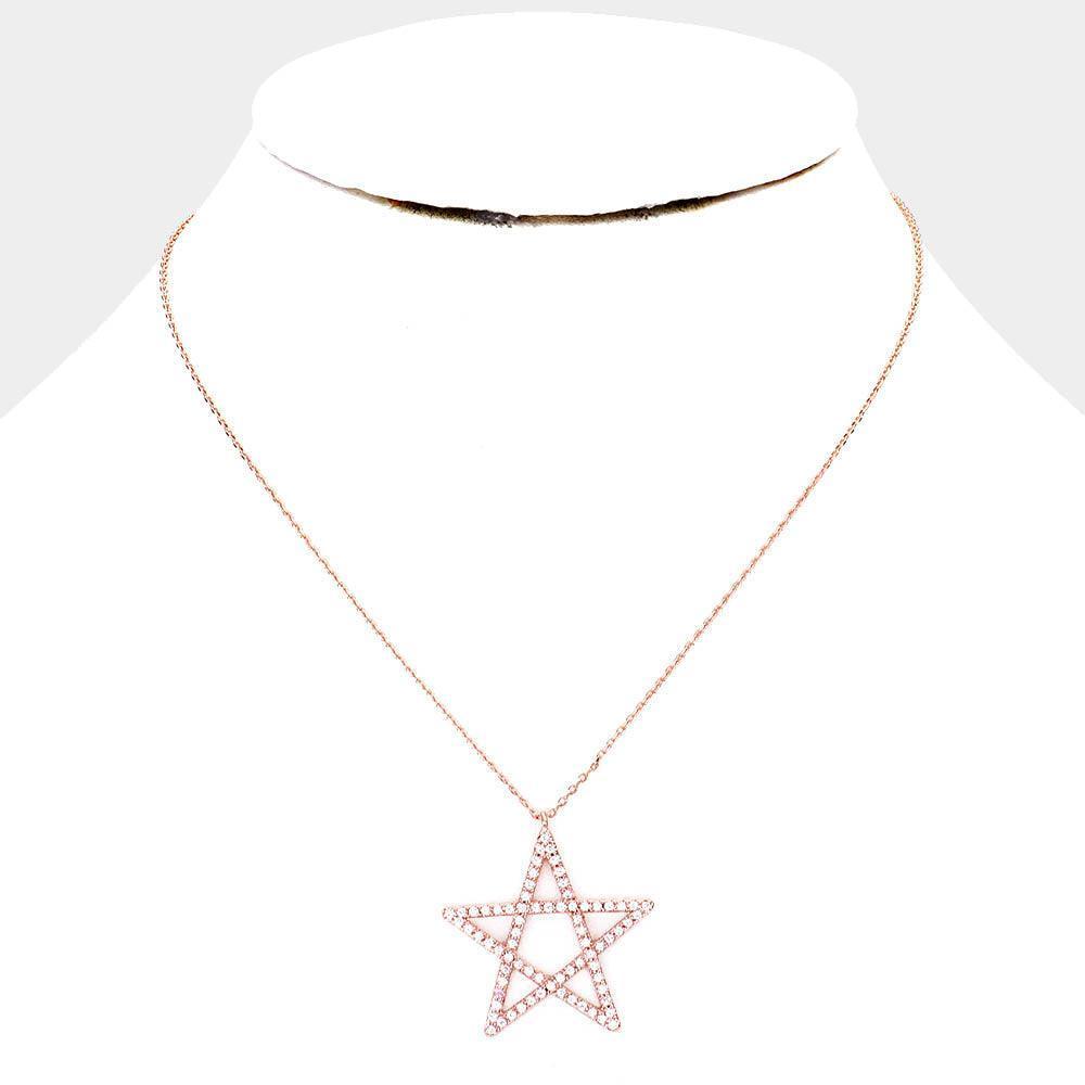 Rose Gold Gold Dipped CZ Pave Star Pendant Necklace - Jewelry Store by Erik Rayo