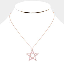 Load image into Gallery viewer, Rose Gold Gold Dipped CZ Pave Star Pendant Necklace
