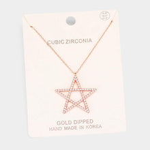 Load image into Gallery viewer, Rose Gold Gold Dipped CZ Pave Star Pendant Necklace
