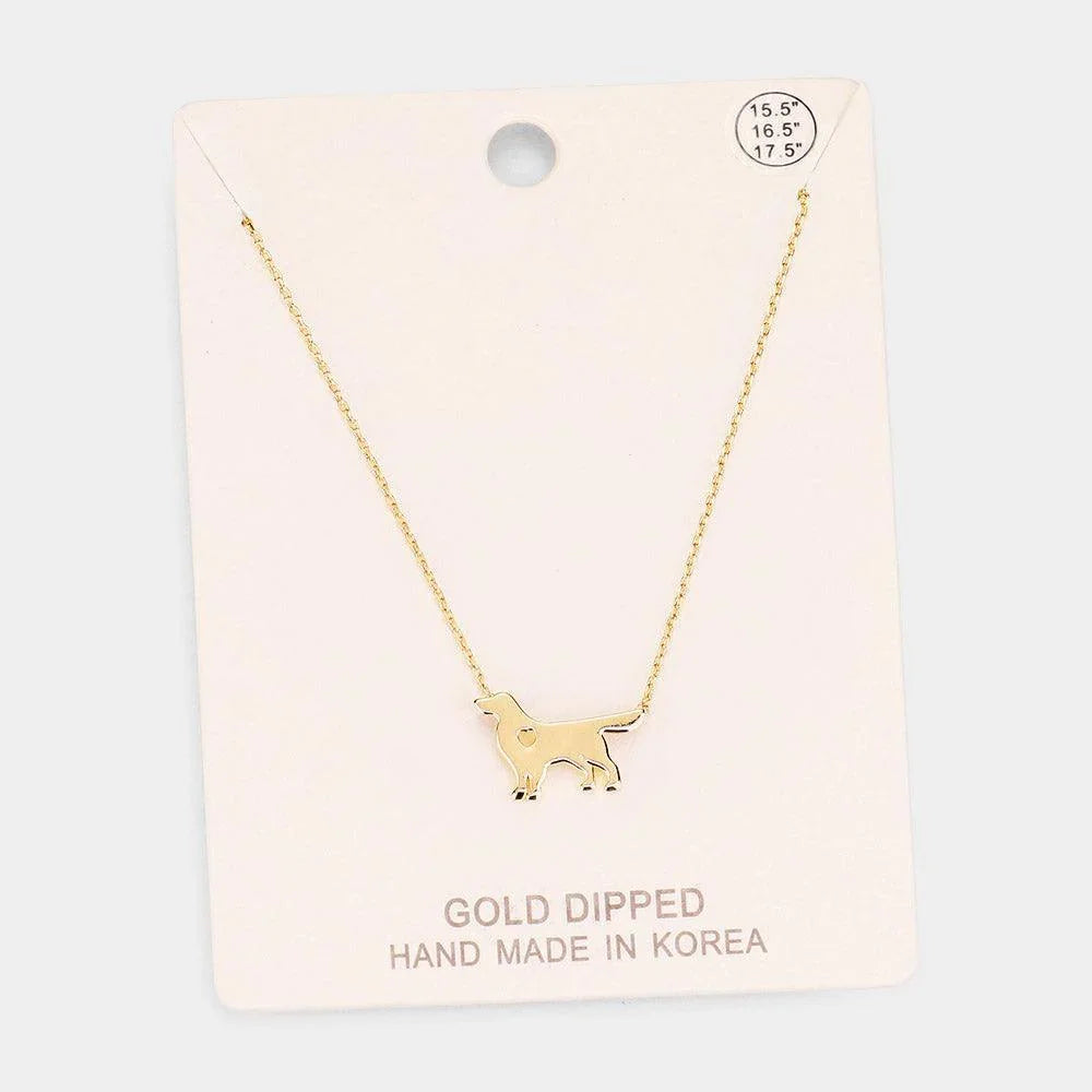 Gold Gold Dipped Dachshund Heart Dog Pendant Necklace - Jewelry Store by Erik Rayo