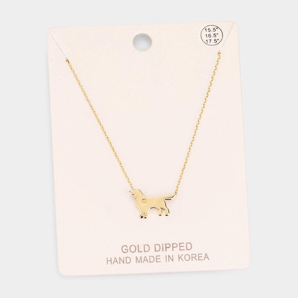 Gold Gold Dipped Dachshund Heart Dog Pendant Necklace