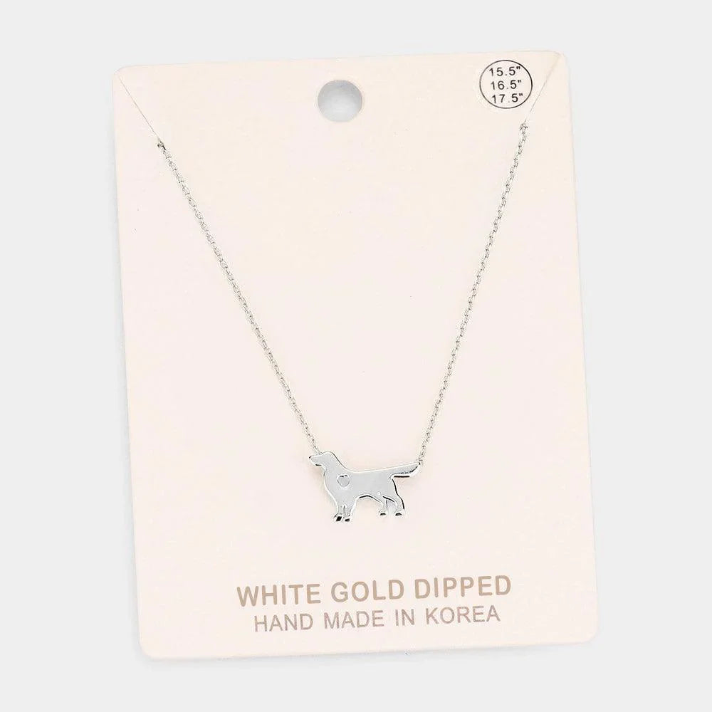 Gold White Gold Dipped Dachshund Heart Dog Pendant Necklace - Jewelry Store by Erik Rayo