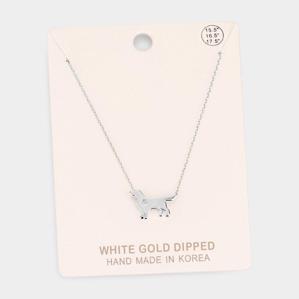 Gold White Gold Dipped Dachshund Heart Dog Pendant Necklace