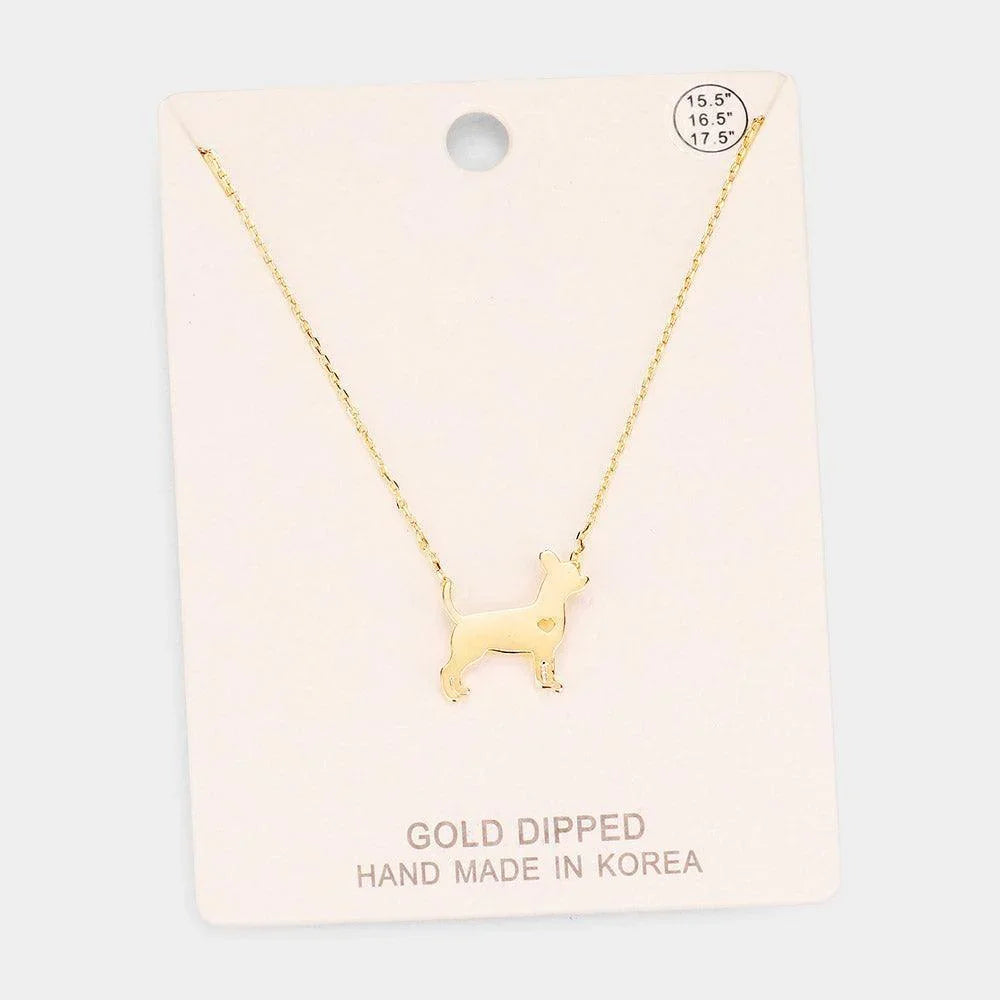 Gold Gold Dipped French Boston Terrier Dog Heart Pendant Necklace - Jewelry Store by Erik Rayo