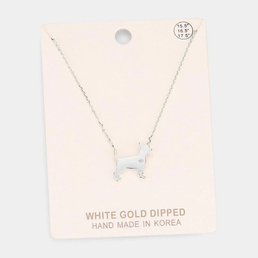 Gold White Gold Dipped French Boston Terrier Dog Heart Pendant Necklace - Jewelry Store by Erik Rayo