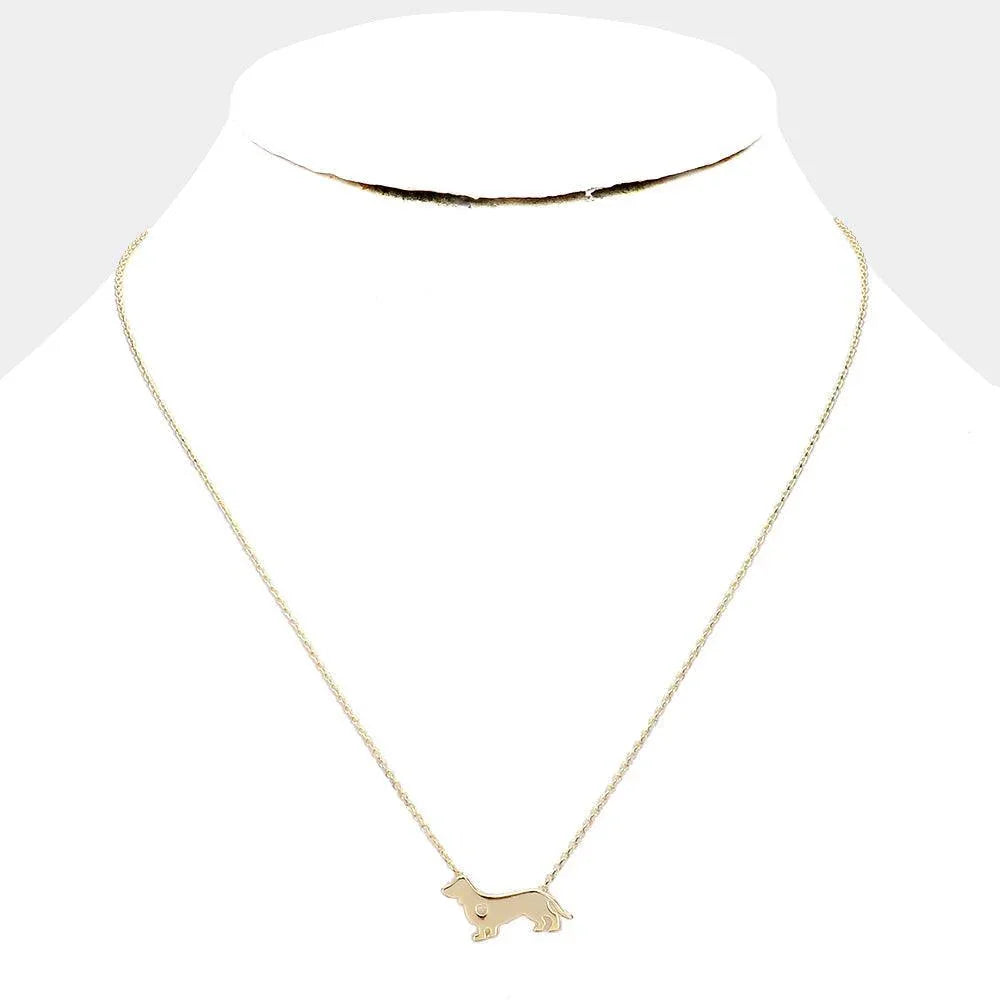 Gold Gold Dipped Dachshund Dog Pendant Necklace - Jewelry Store by Erik Rayo