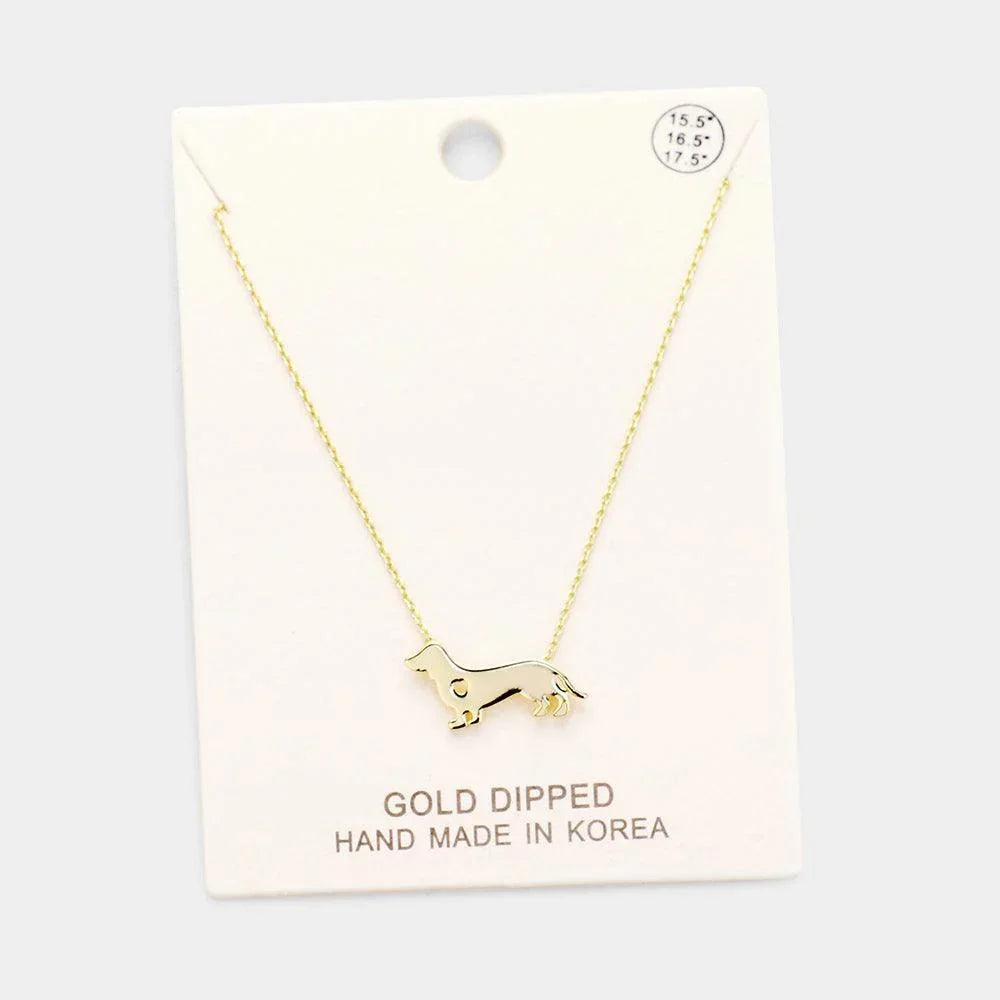 Gold Gold Dipped Dachshund Dog Pendant Necklace - Jewelry Store by Erik Rayo