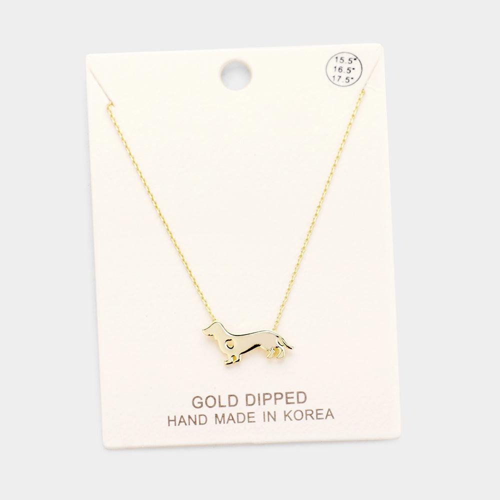 Gold Gold Dipped Dachshund Dog Pendant Necklace