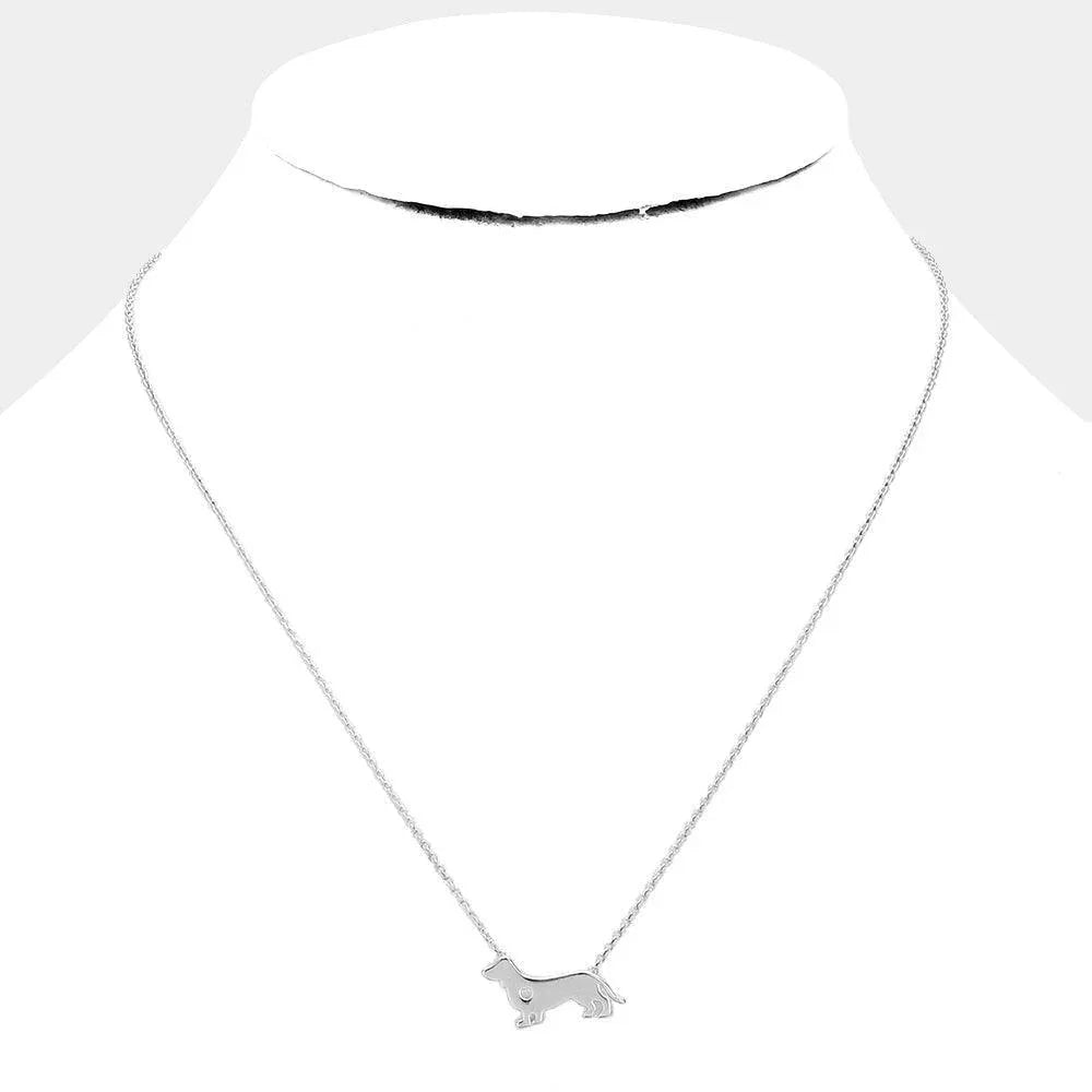 Gold White Gold Dipped Dachshund Dog Pendant Necklace - Jewelry Store by Erik Rayo