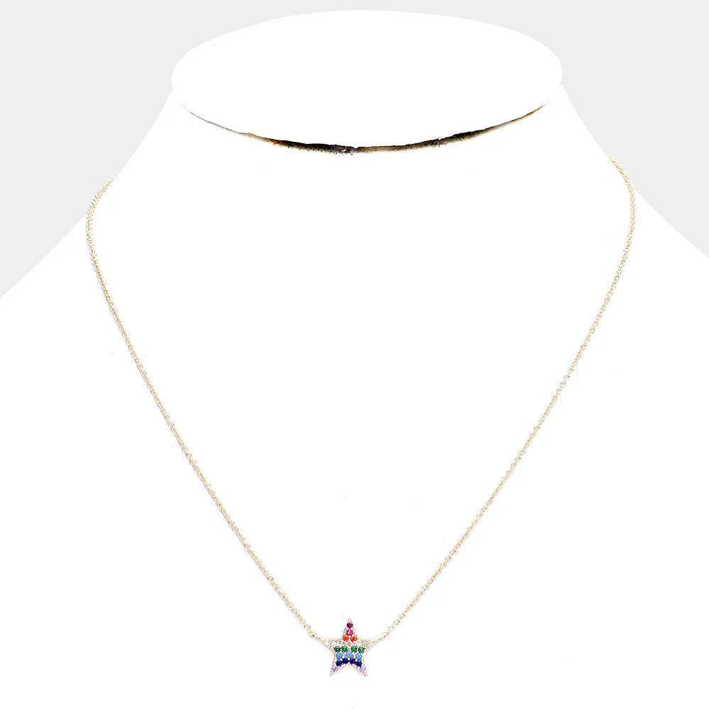 Gold Gold Dipped Cubic Zirconia Star Pendant Necklace - Jewelry Store by Erik Rayo
