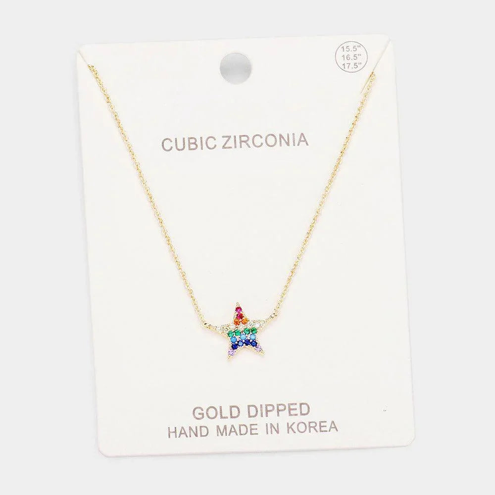 Gold Gold Dipped Cubic Zirconia Star Pendant Necklace - Jewelry Store by Erik Rayo