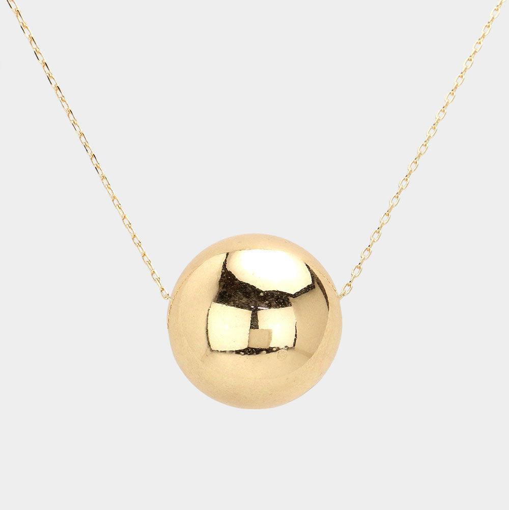 Gold Oversized Metal Ball Pendant Necklace - Jewelry Store by Erik Rayo