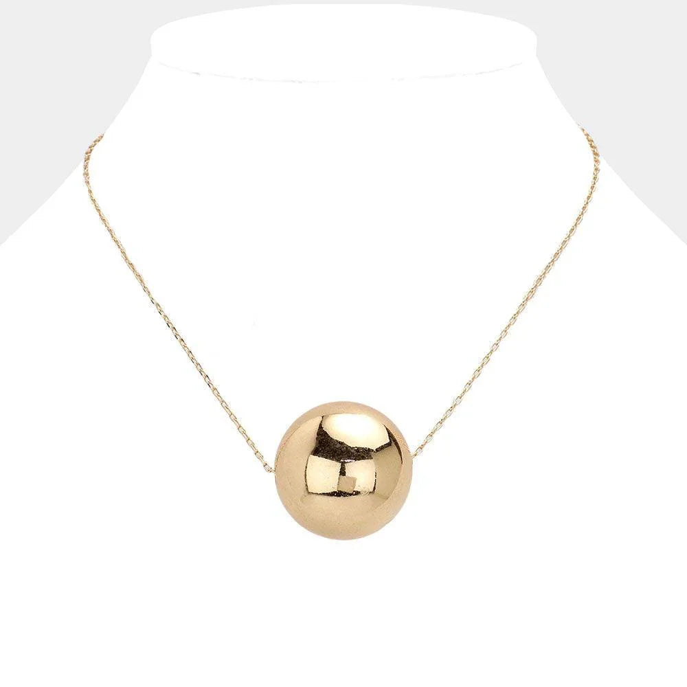 Gold Oversized Metal Ball Pendant Necklace - Jewelry Store by Erik Rayo