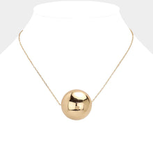 Load image into Gallery viewer, Gold Oversized Metal Ball Pendant Necklace
