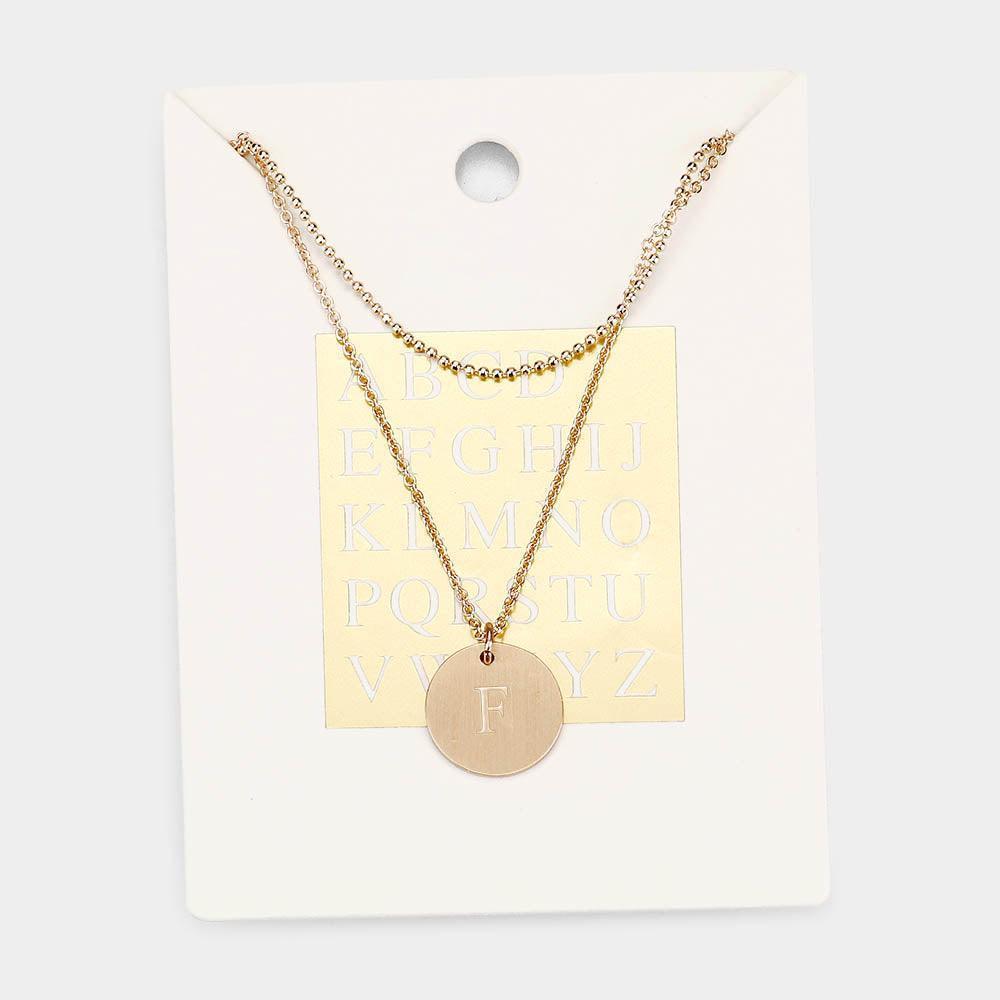 Gold Monogram Round Metal Pendant Necklace - Jewelry Store by Erik Rayo