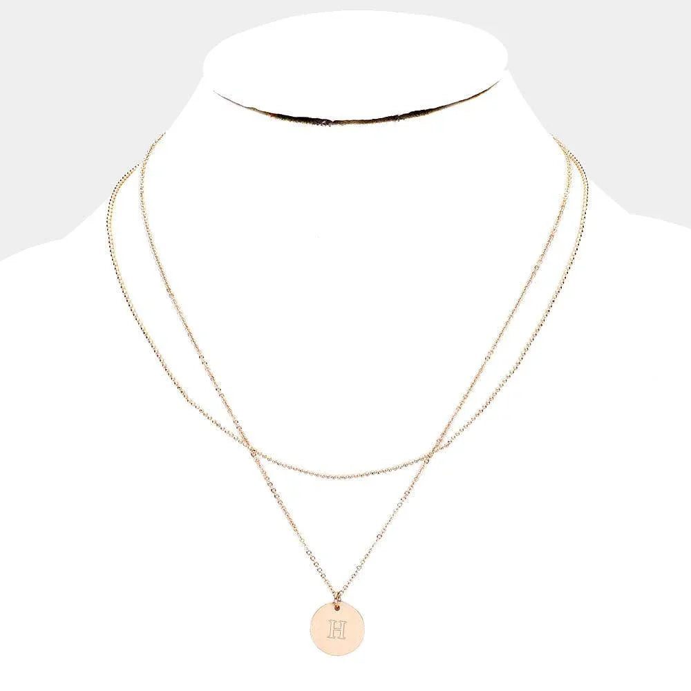 Gold Monogram Round Metal Pendant Necklace - Jewelry Store by Erik Rayo