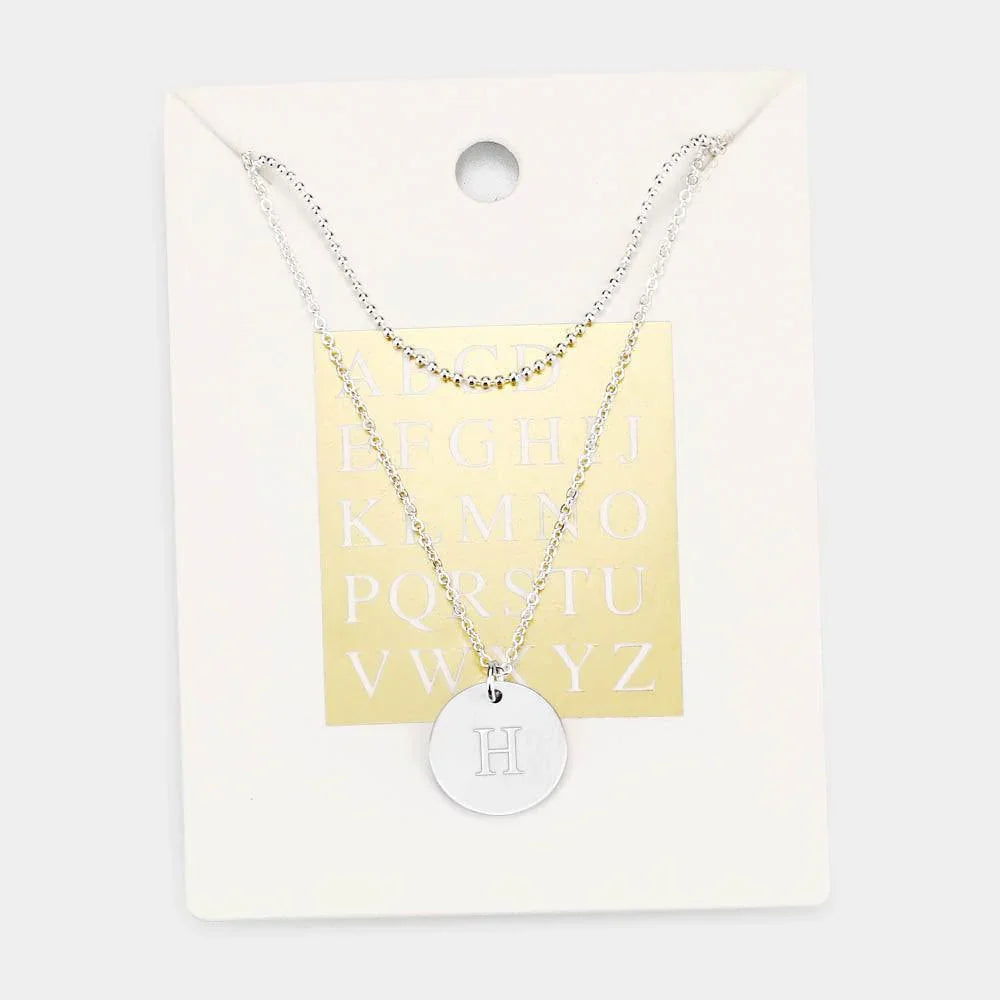 Silver Monogram Round Metal Pendant Necklace - Jewelry Store by Erik Rayo