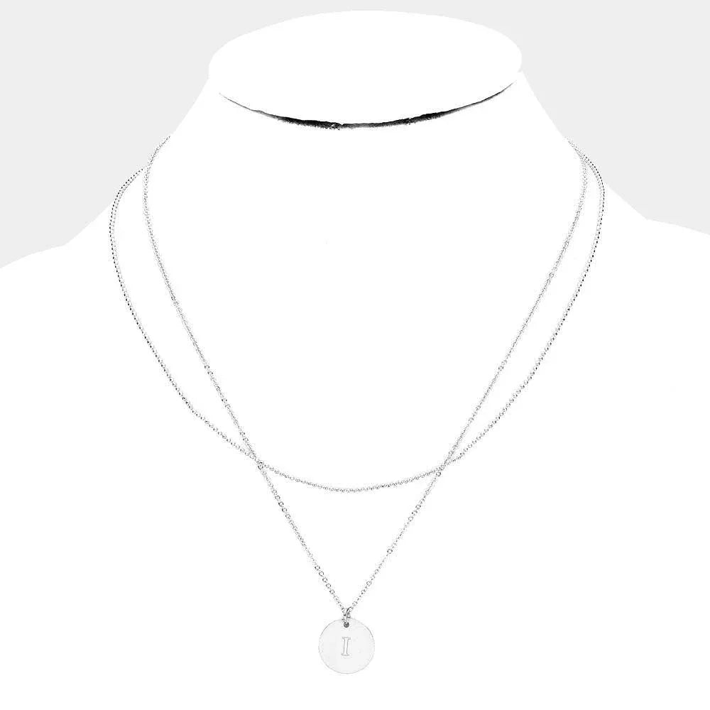 Silver Monogram Round Metal Pendant Necklace - Jewelry Store by Erik Rayo