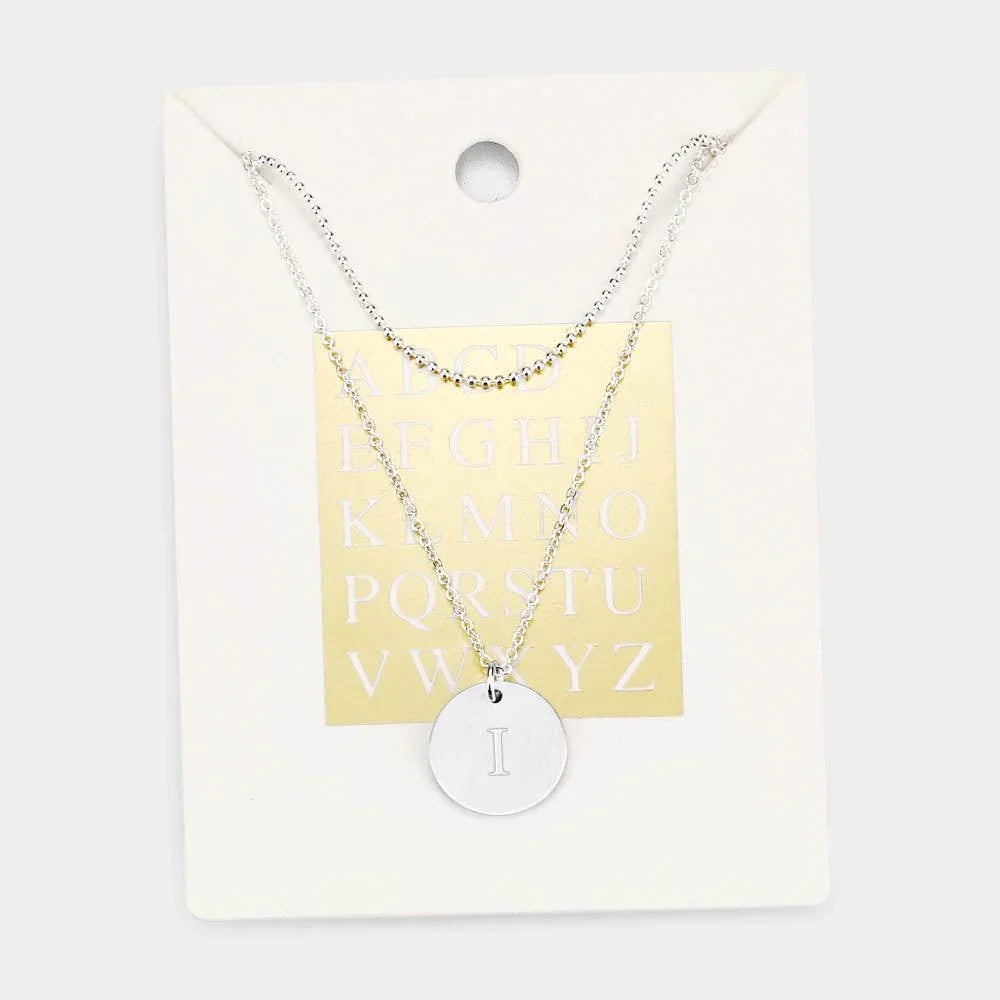 Silver Monogram Round Metal Pendant Necklace - Jewelry Store by Erik Rayo