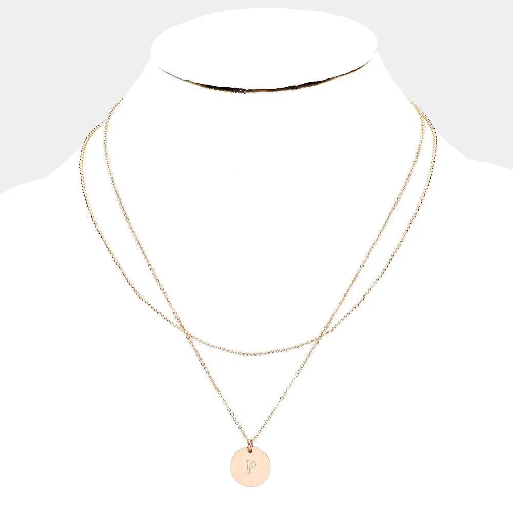 Gold Monogram Round Metal Pendant Necklace - Jewelry Store by Erik Rayo