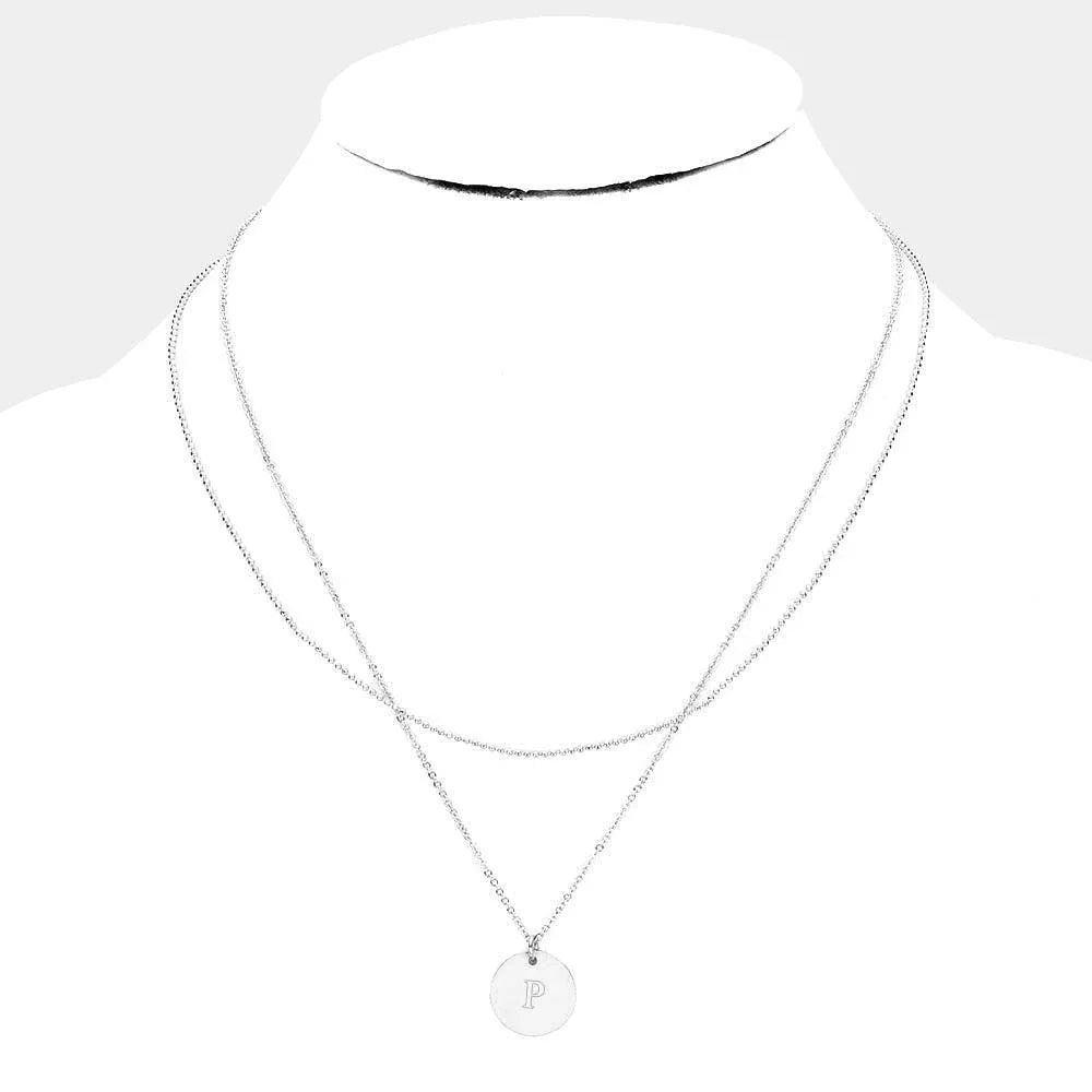 Silver Monogram Round Metal Pendant Necklace - Jewelry Store by Erik Rayo