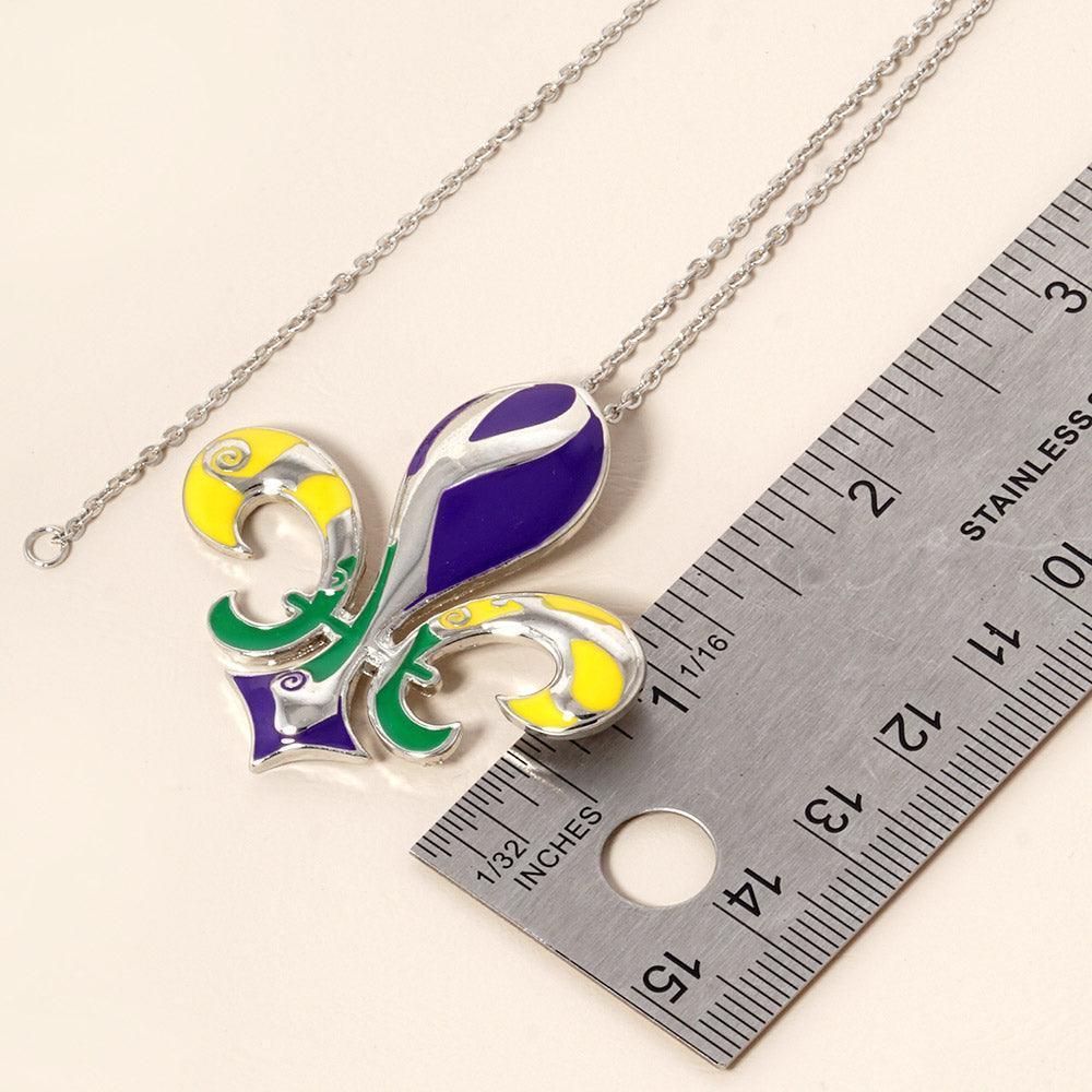 Mardi Gras Enamel Fleur de Lis Pendant Necklace - Jewelry Store by Erik Rayo
