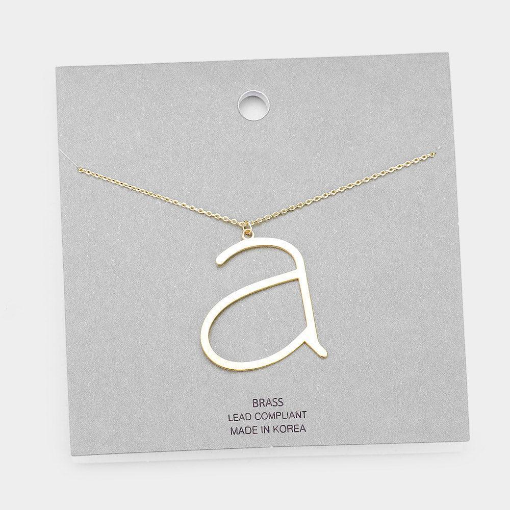 Letter A Brass Monogram Metal Pendant Necklace - Jewelry Store by Erik Rayo