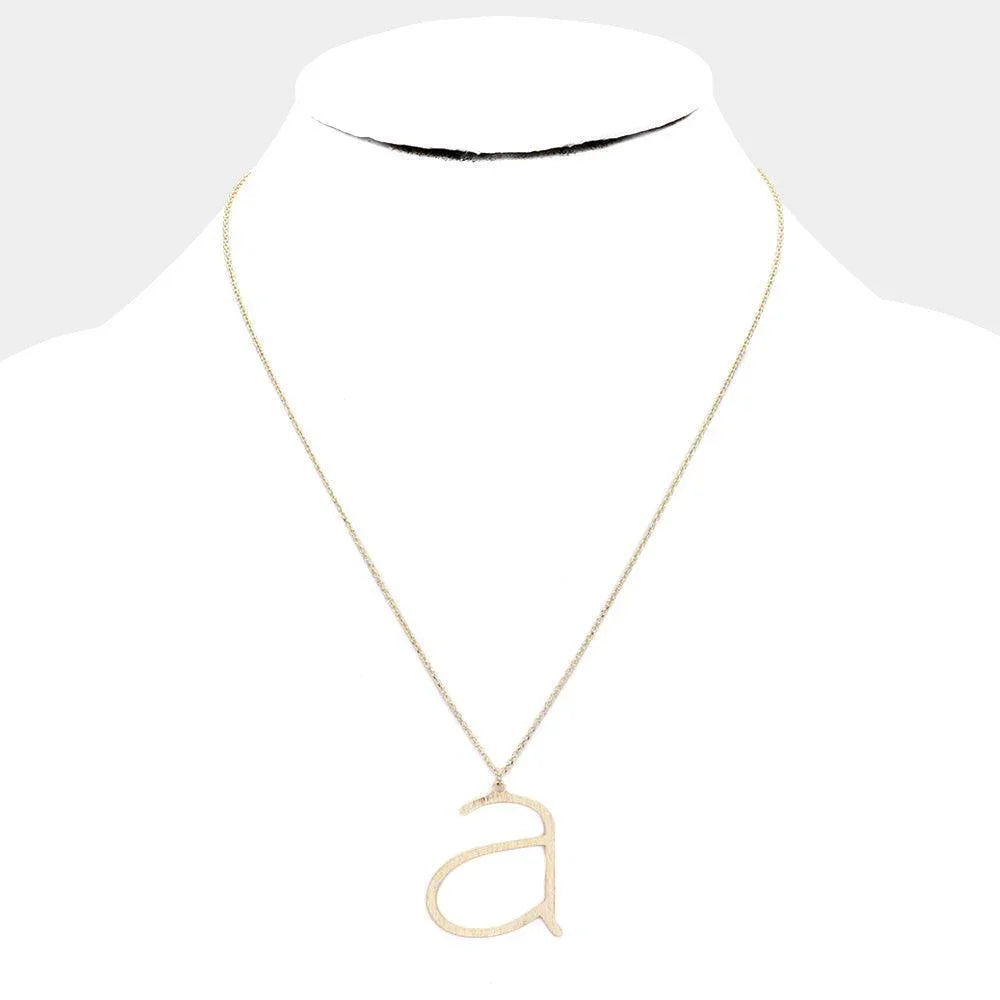 Letter A Brass Monogram Metal Pendant Necklace - Jewelry Store by Erik Rayo