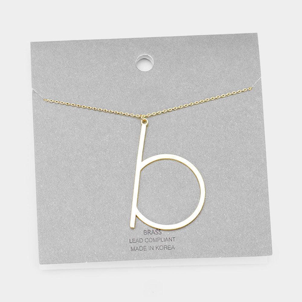 Letter B Brass Monogram Metal Pendant Necklace - Jewelry Store by Erik Rayo