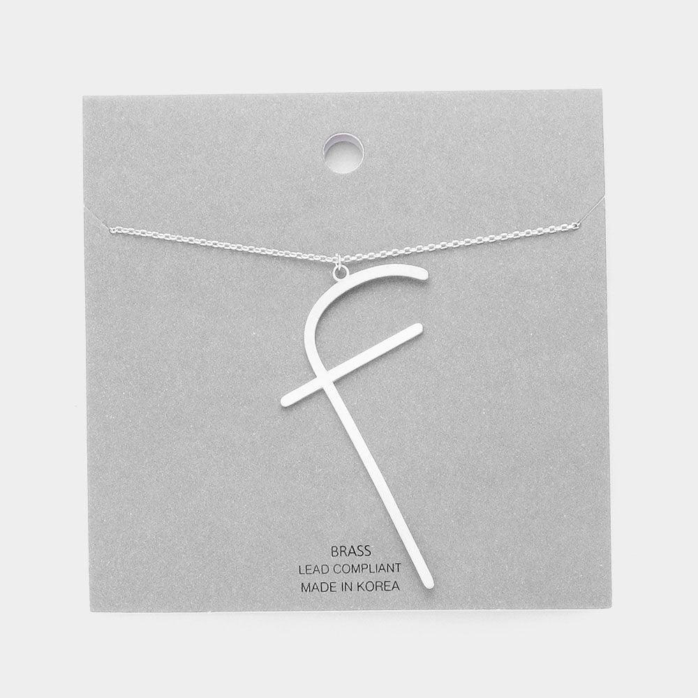 Letter F Brass Monogram Metal Pendant Necklace - Jewelry Store by Erik Rayo