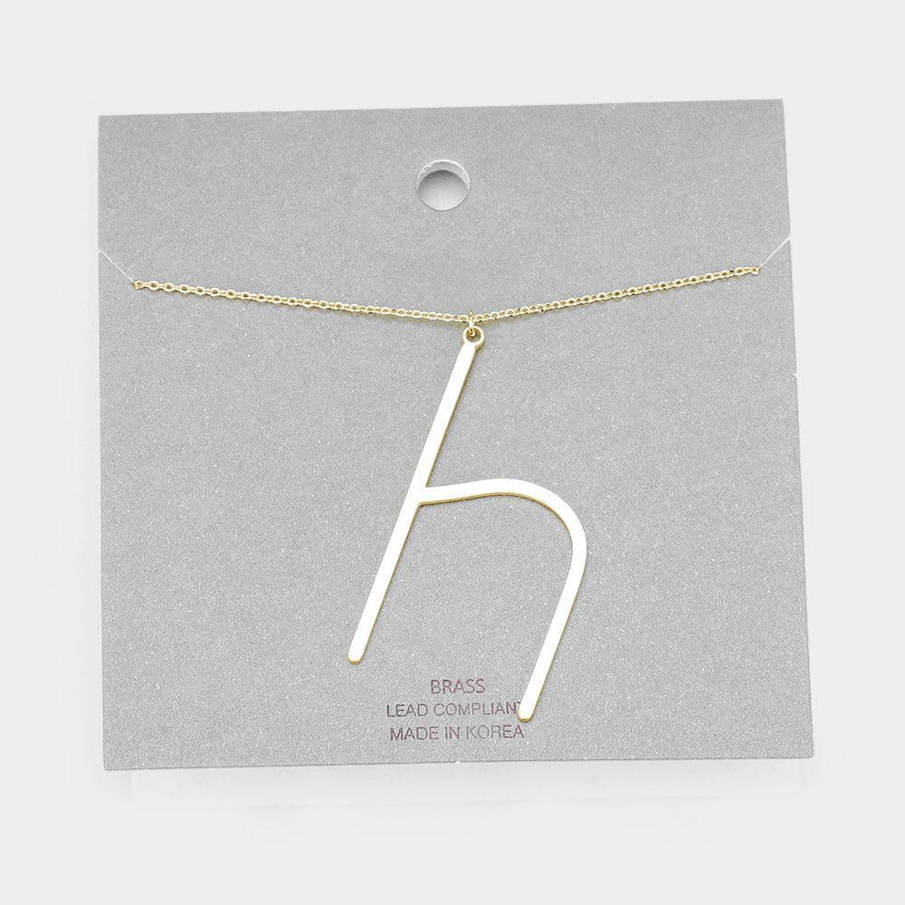 Letter H Brass Monogram Metal Pendant Necklace - Jewelry Store by Erik Rayo