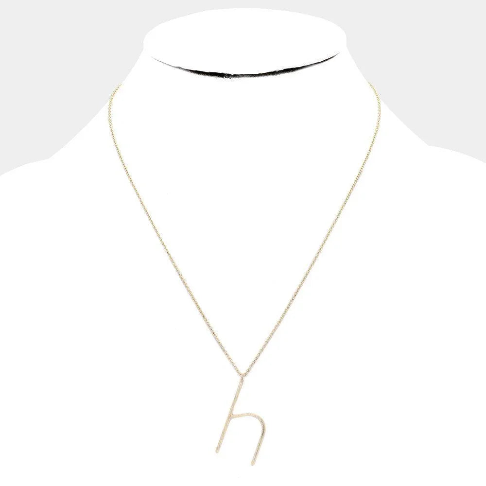 Letter H Brass Monogram Metal Pendant Necklace - Jewelry Store by Erik Rayo