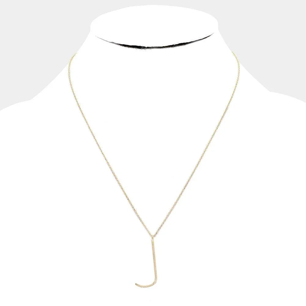 Letter J Brass Monogram Metal Pendant Necklace - Jewelry Store by Erik Rayo
