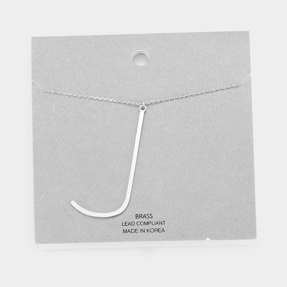 Letter J Brass Monogram Metal Pendant Necklace - Jewelry Store by Erik Rayo