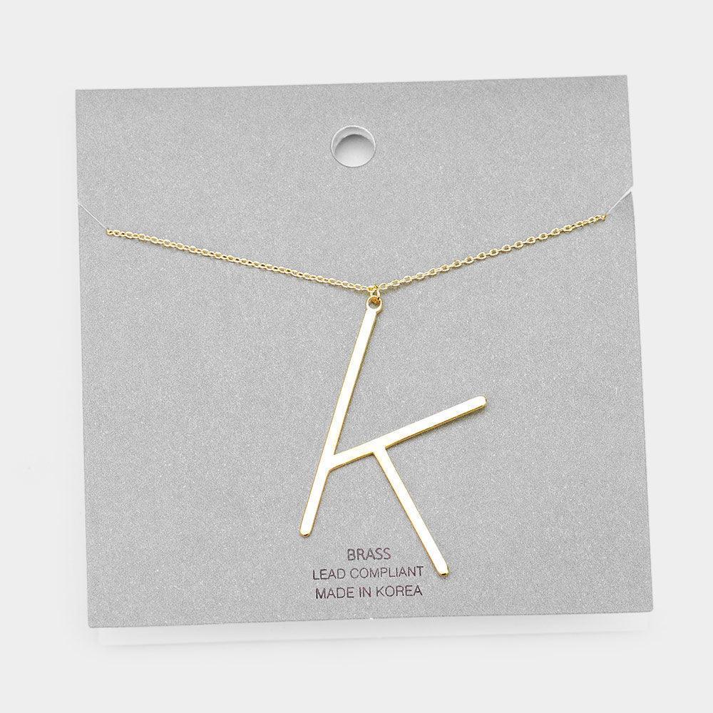 Letter K Brass Monogram Metal Pendant Necklace - Jewelry Store by Erik Rayo
