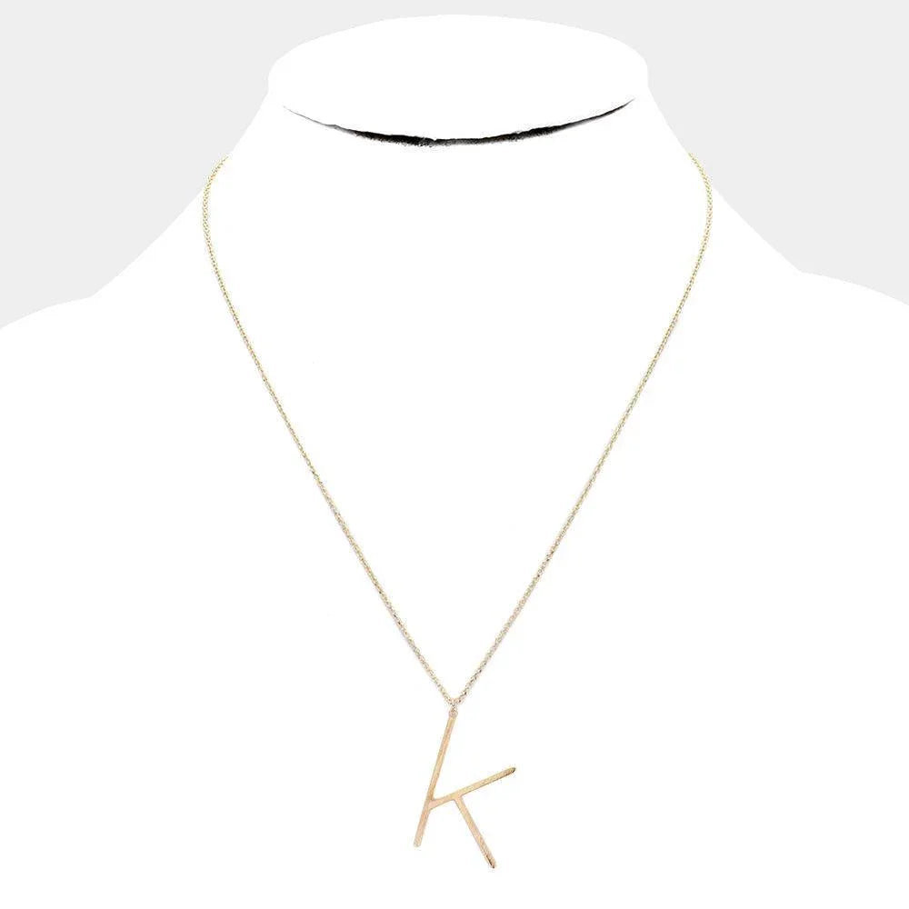 Letter K Brass Monogram Metal Pendant Necklace - Jewelry Store by Erik Rayo