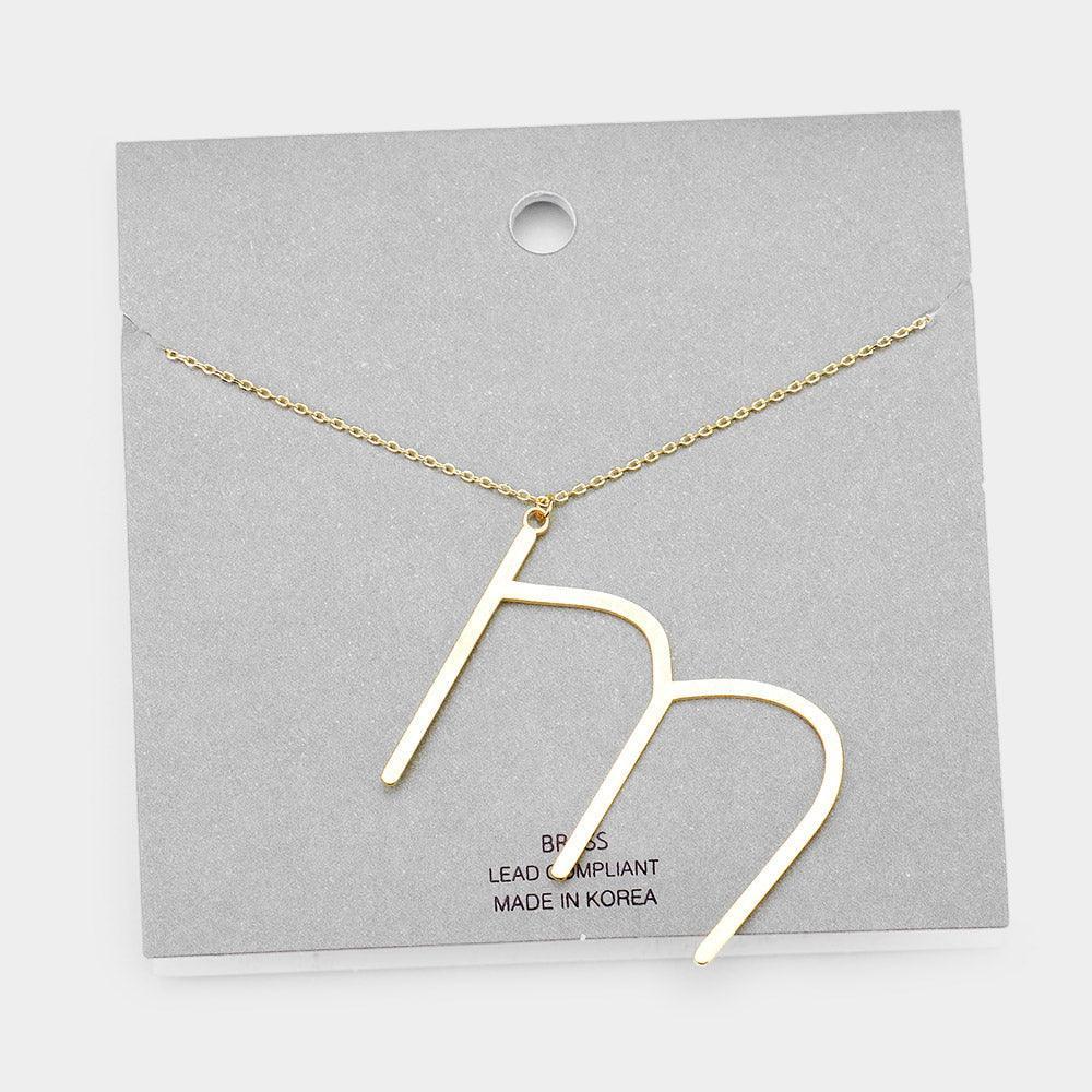 Letter M Brass Monogram Metal Pendant Necklace - Jewelry Store by Erik Rayo