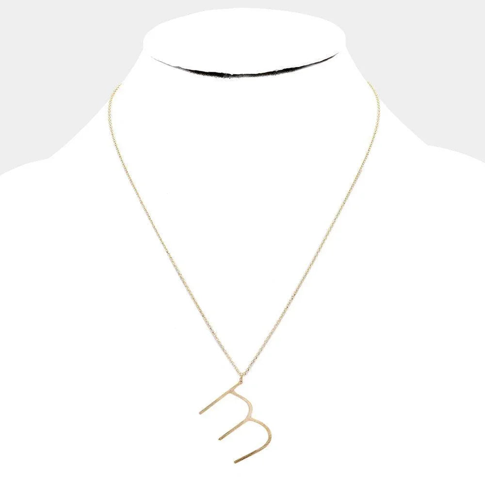 Letter M Brass Monogram Metal Pendant Necklace - Jewelry Store by Erik Rayo
