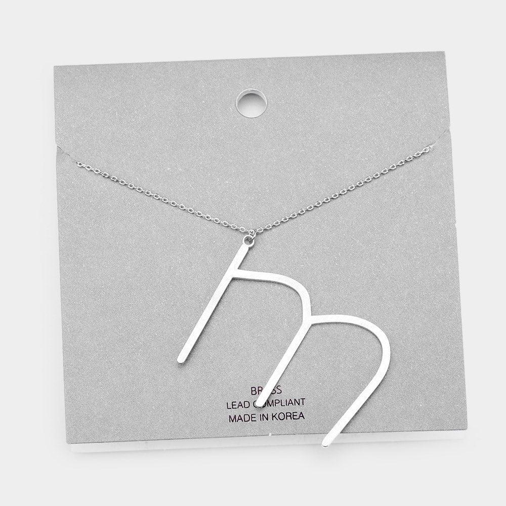 Letter M Brass Monogram Metal Pendant Necklace - Jewelry Store by Erik Rayo