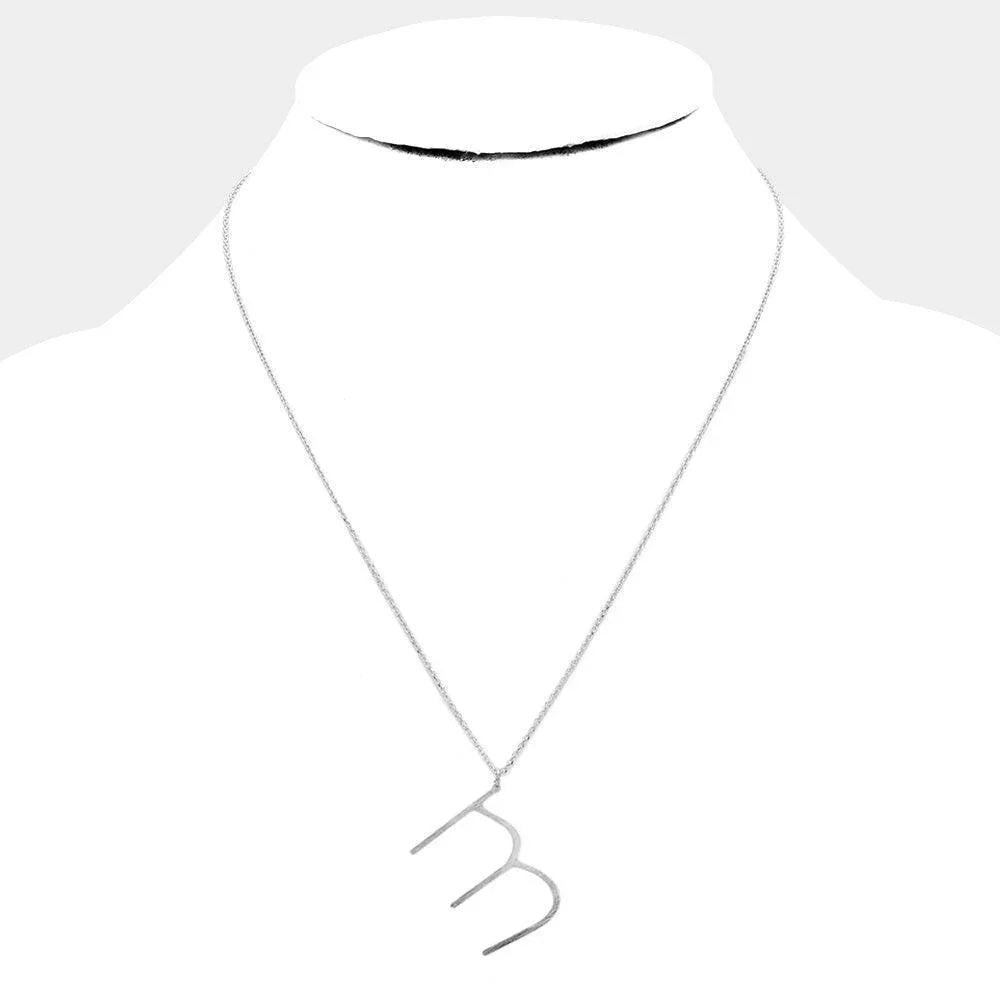 Letter M Brass Monogram Metal Pendant Necklace - Jewelry Store by Erik Rayo