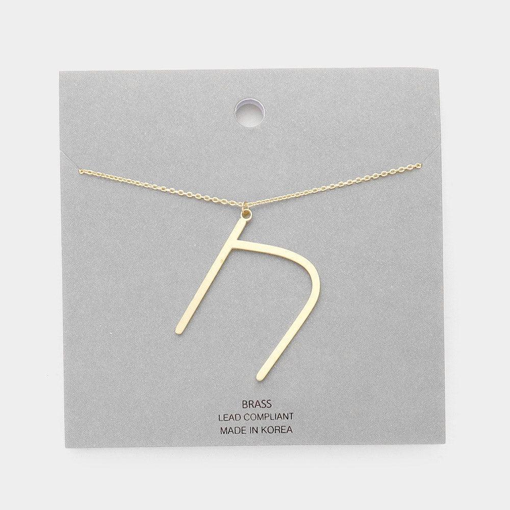 Letter N Brass Monogram Metal Pendant Necklace - Jewelry Store by Erik Rayo