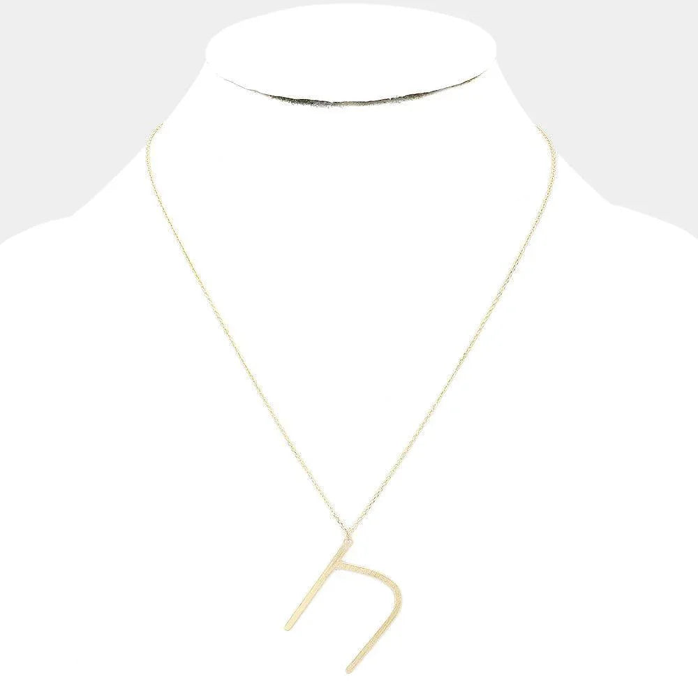 Letter N Brass Monogram Metal Pendant Necklace - Jewelry Store by Erik Rayo
