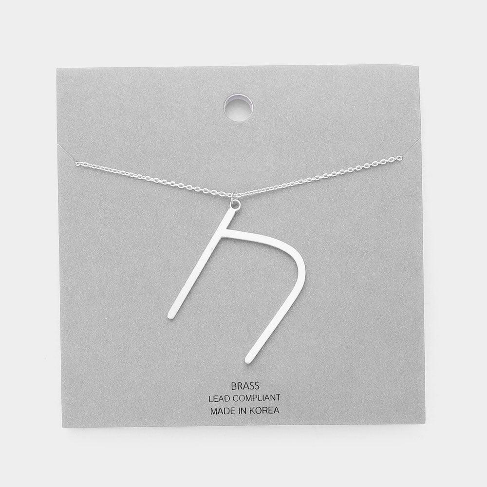 Letter N Brass Monogram Metal Pendant Necklace - Jewelry Store by Erik Rayo