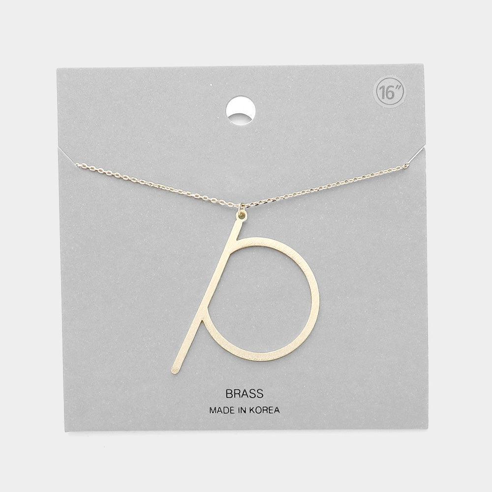 Letter P Brass Monogram Metal Pendant Necklace - Jewelry Store by Erik Rayo
