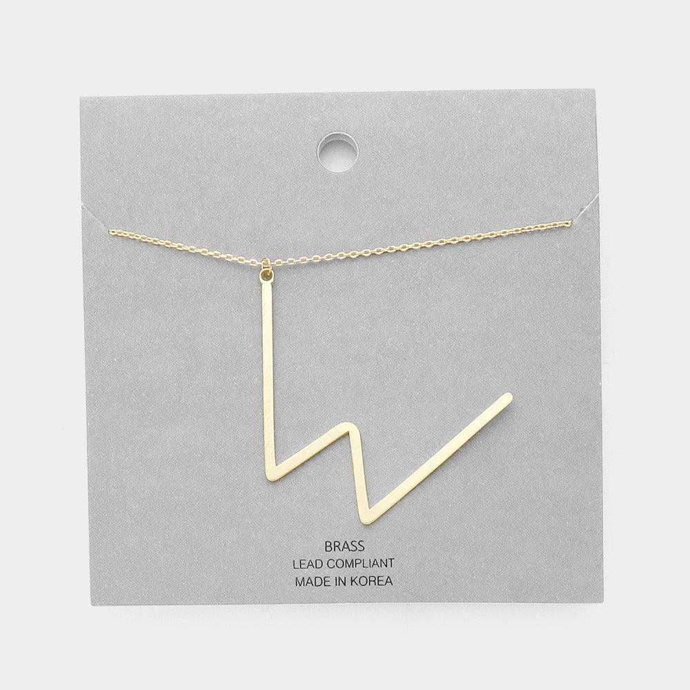 Letter W Brass Monogram Metal Pendant Necklace - Jewelry Store by Erik Rayo