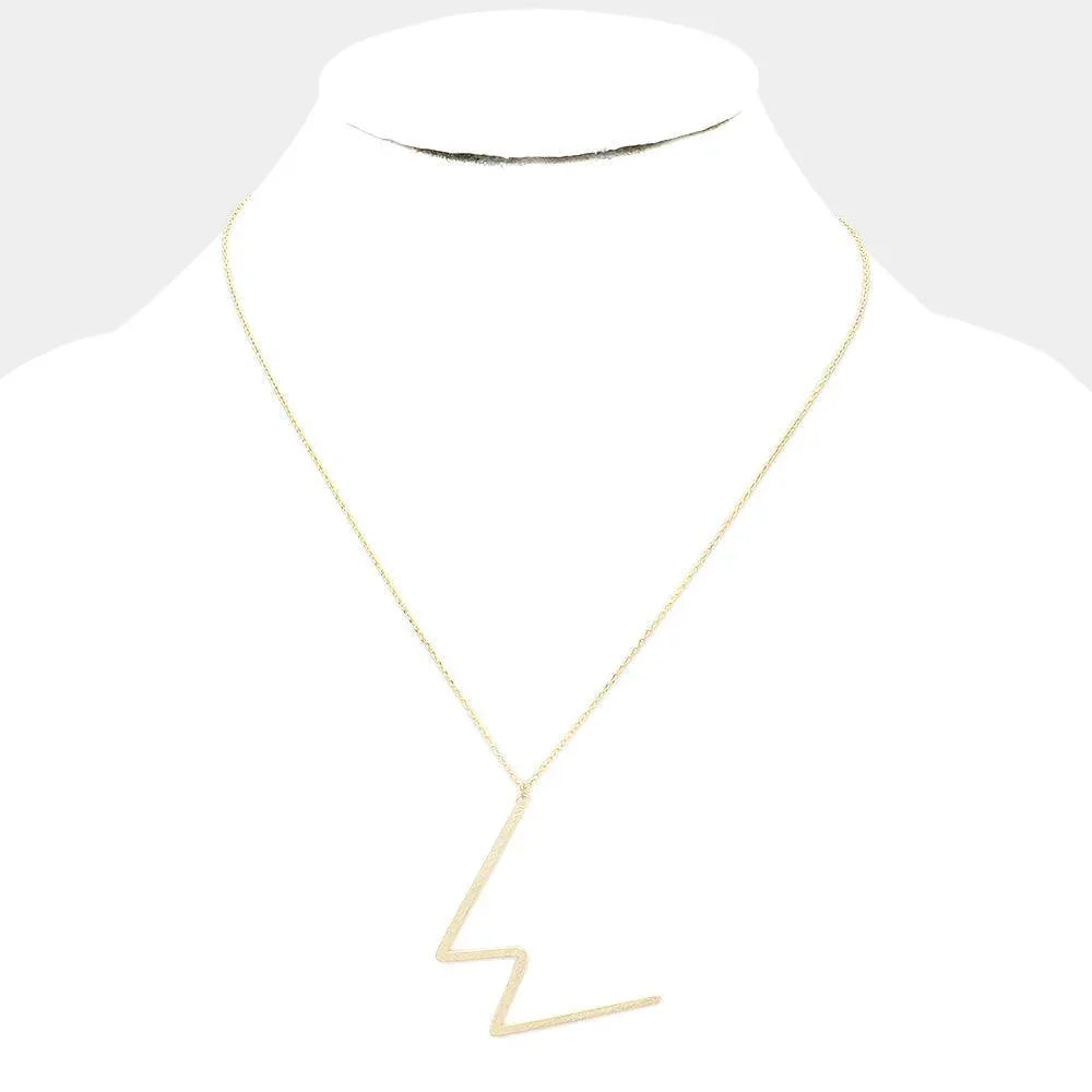 Letter W Brass Monogram Metal Pendant Necklace - Jewelry Store by Erik Rayo