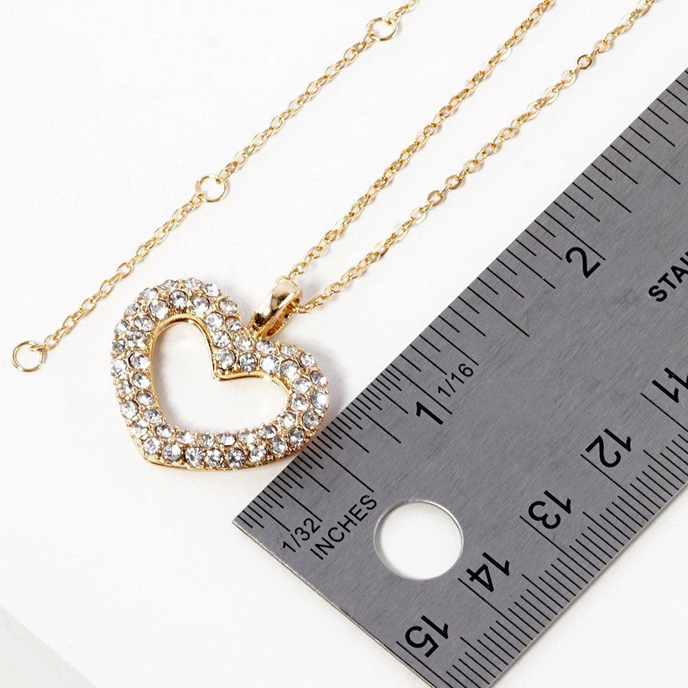 Gold Stone Paved Open Heart Pendant Necklace - Jewelry Store by Erik Rayo