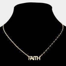 Load image into Gallery viewer, Gold FAITH Brass Metal Message Pendant Necklace
