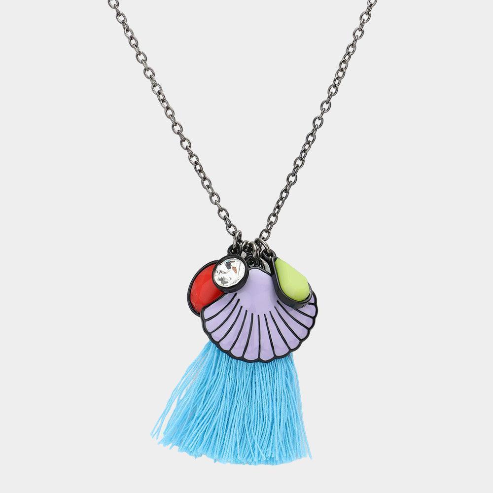 Black Shell Tassel Pendant Necklace - Jewelry Store by Erik Rayo