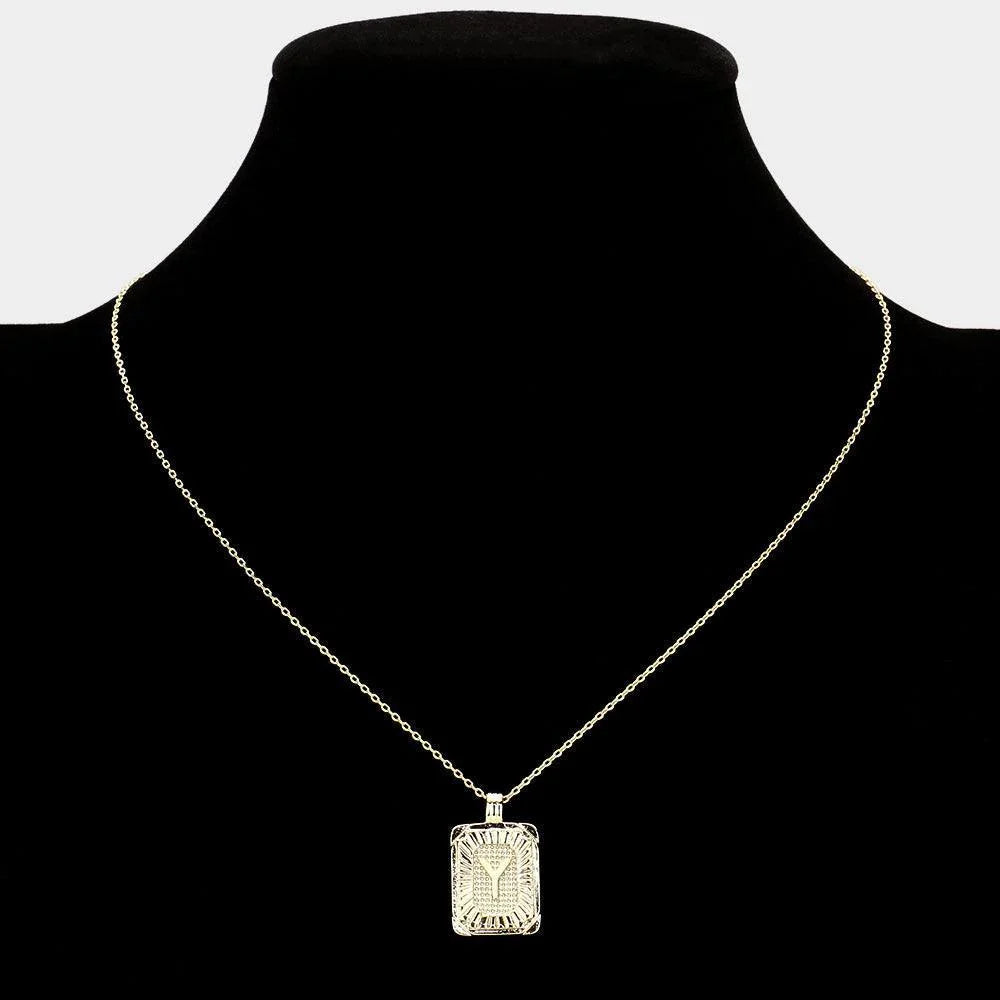 Letter Y Brass Metal Rectangle Monogram Pendant Necklace - Jewelry Store by Erik Rayo